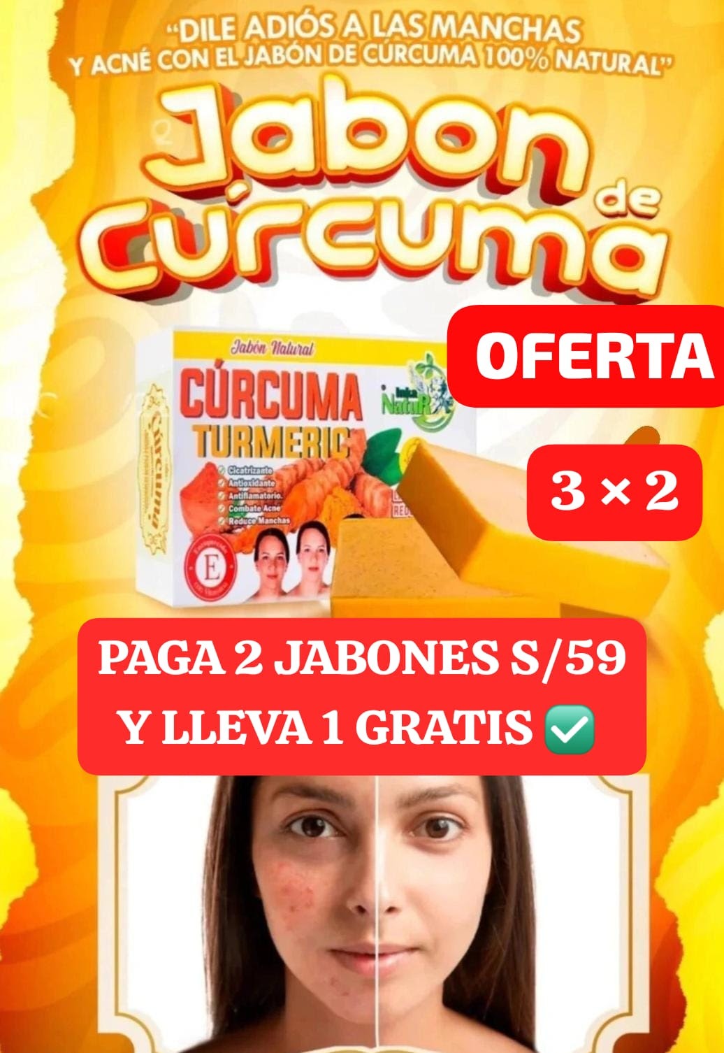 🧼Jabon de Cúrcuma 100% 🧼